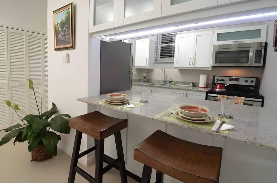 Apartment | Private kitchen | Fridge, microwave, oven, stovetop