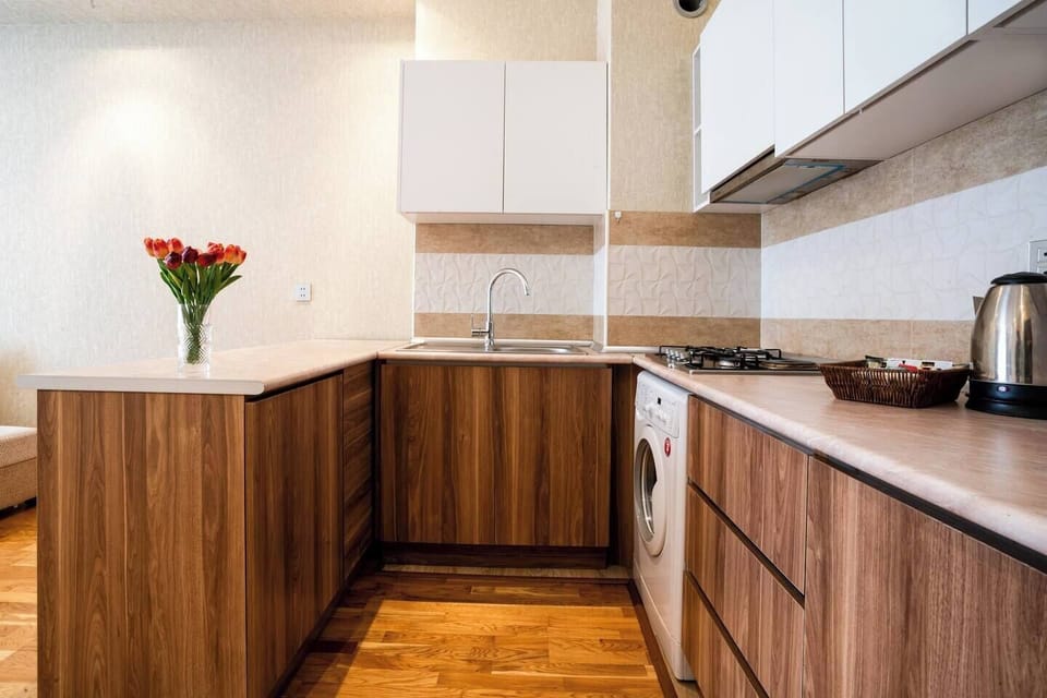 Family Apartment, Balcony, Courtyard View | Private kitchen | Full-size fridge, microwave, stovetop, electric kettle