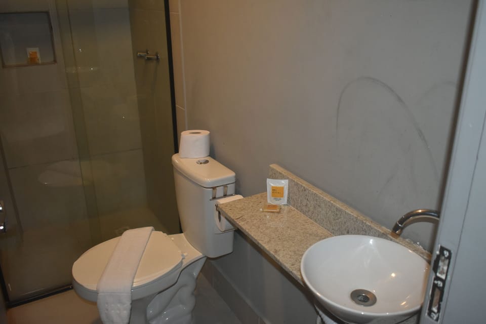Shower, soap, shampoo, toilet paper