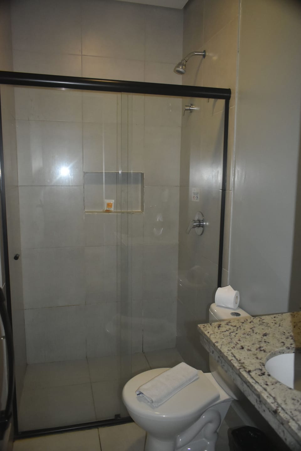 Shower, towels, soap, shampoo