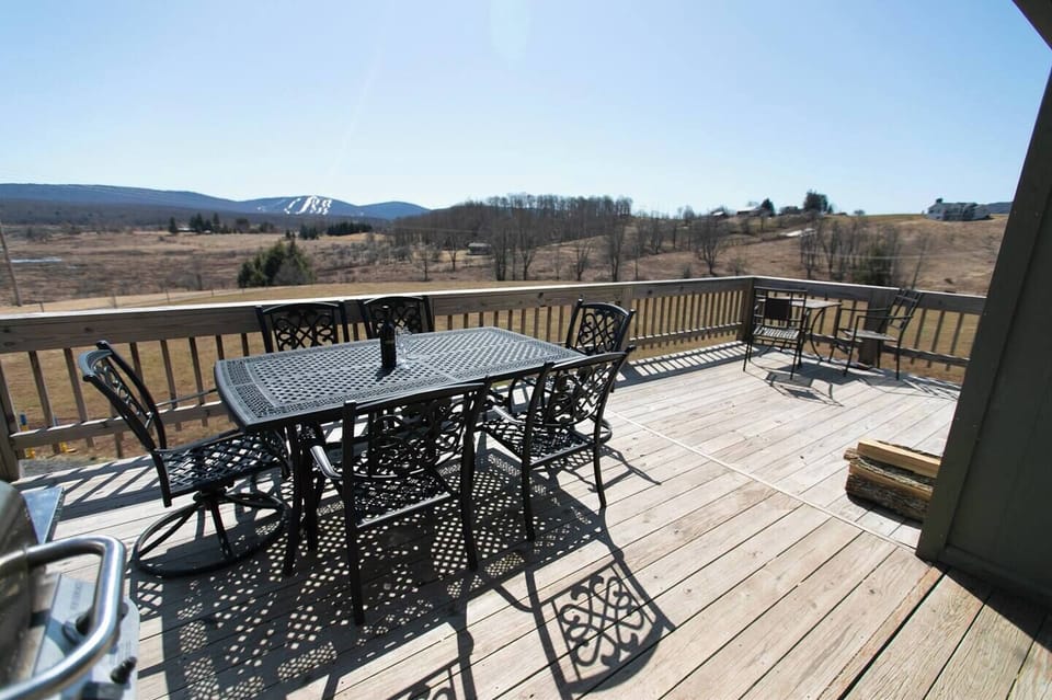 View from the deck - recently expanded ! Timberline Mountain is in the distance. 