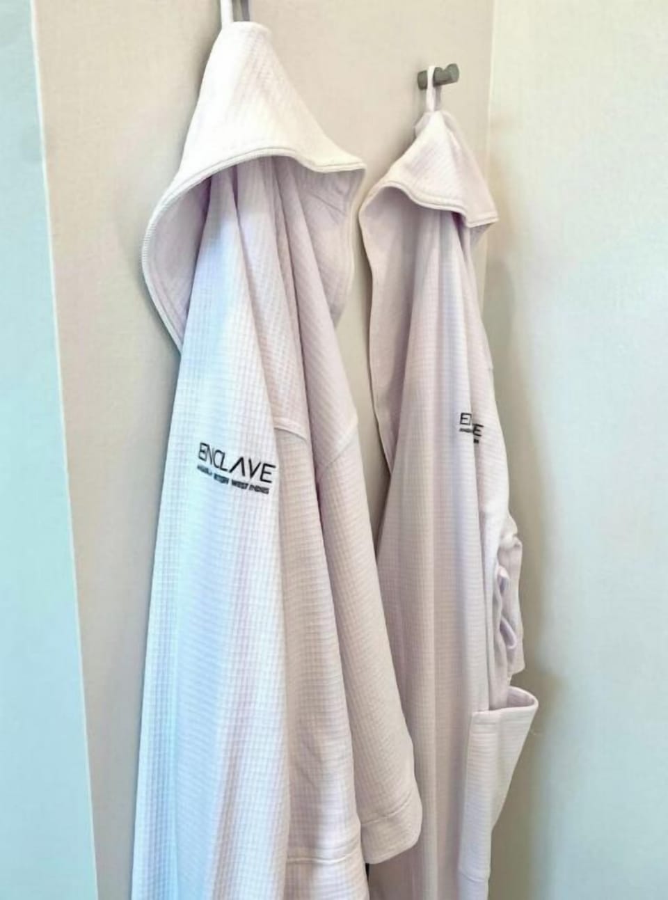 Bath robes provided with slippers.