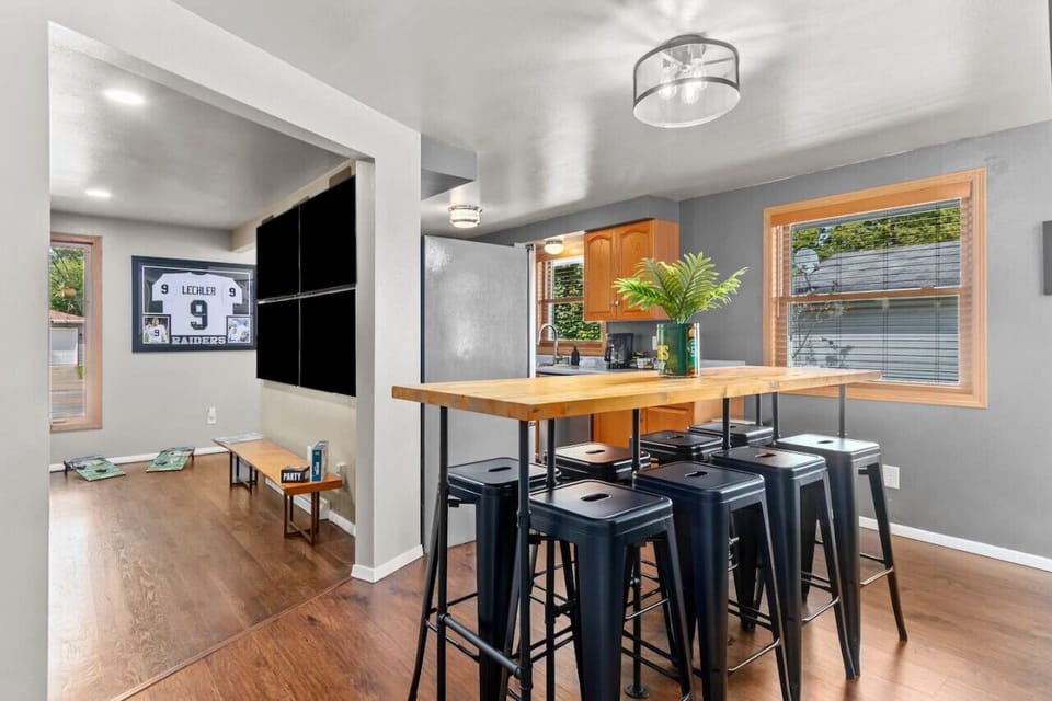 The dining area has lots of natural light!