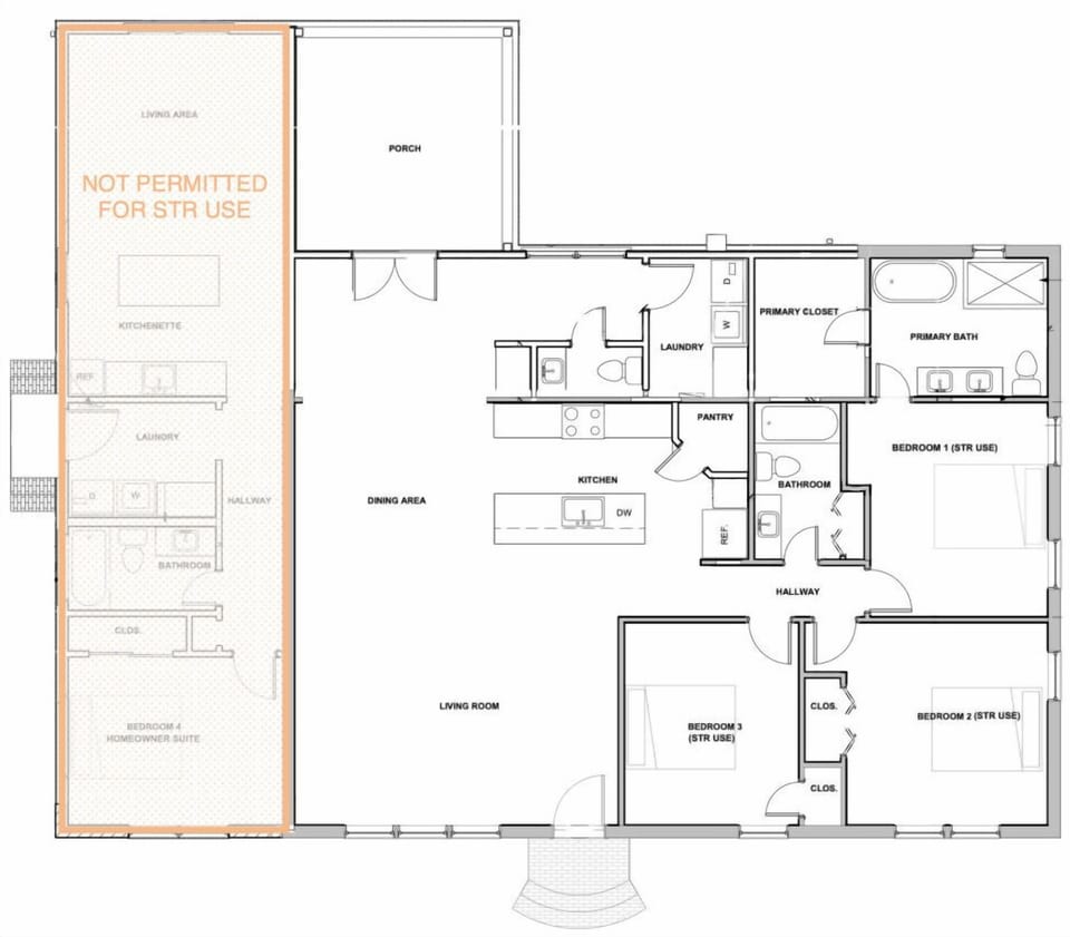 Your whole home layout - three bedrooms, two baths, and an open living space perfect for spreading out and settling in together