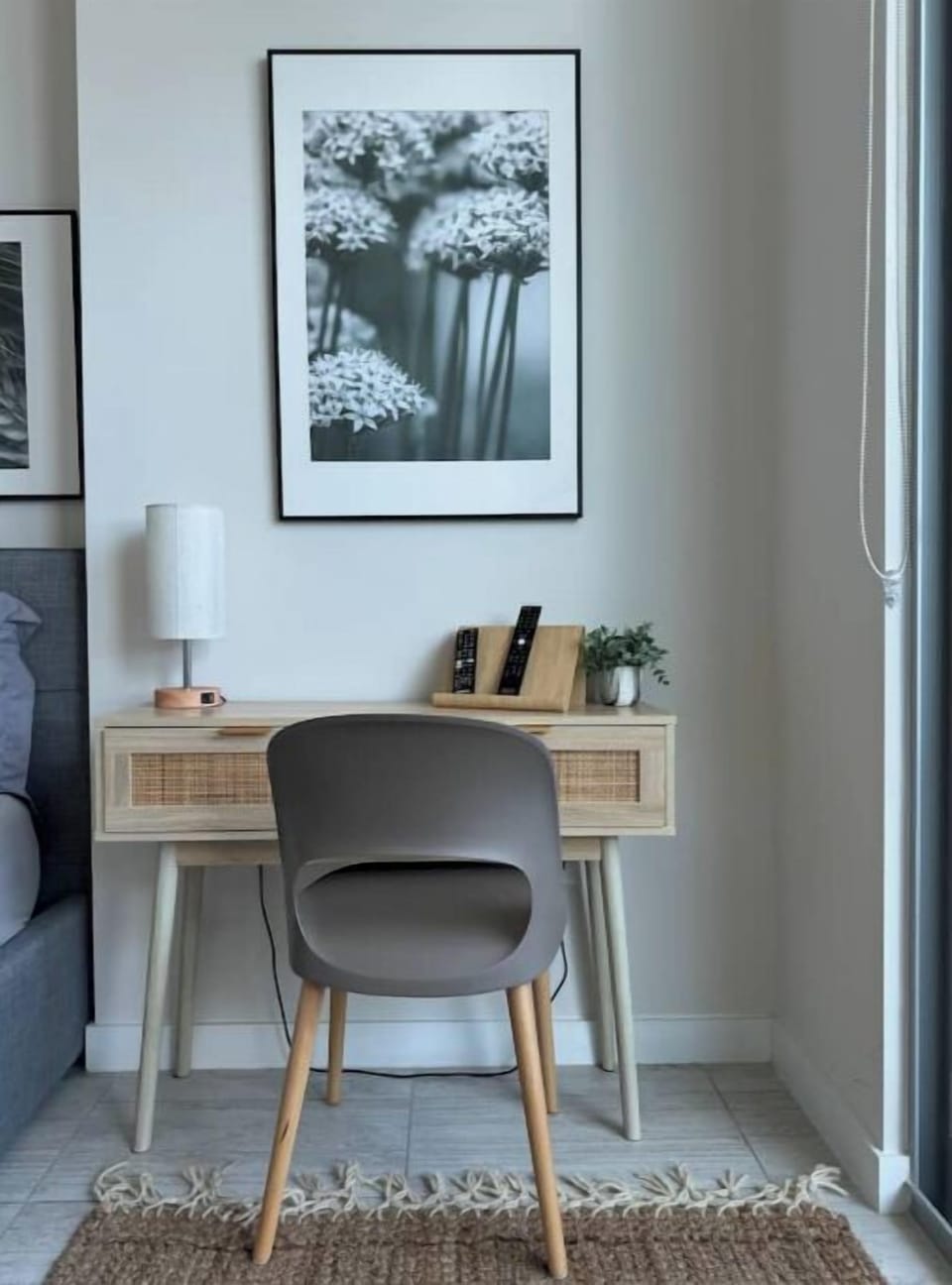 Desk workspace with a comfortable chair 