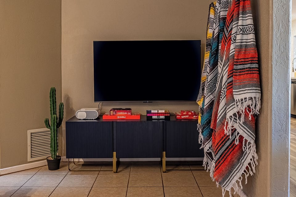 Board games on the TV rack