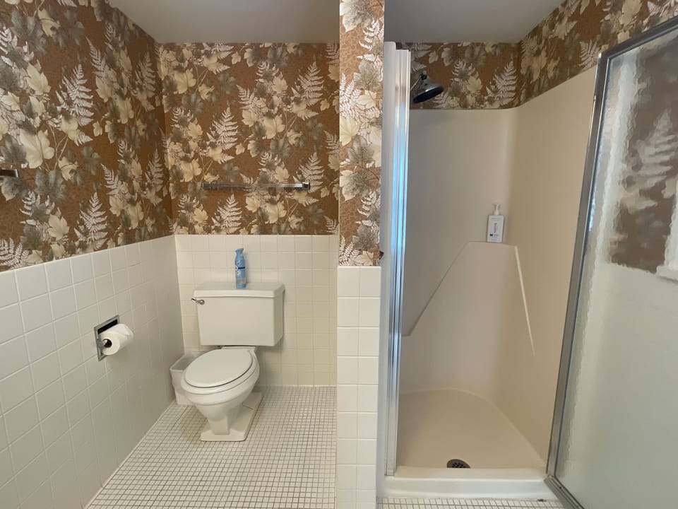 Toilet and shower in bathroom 2 attached to bedroom 8