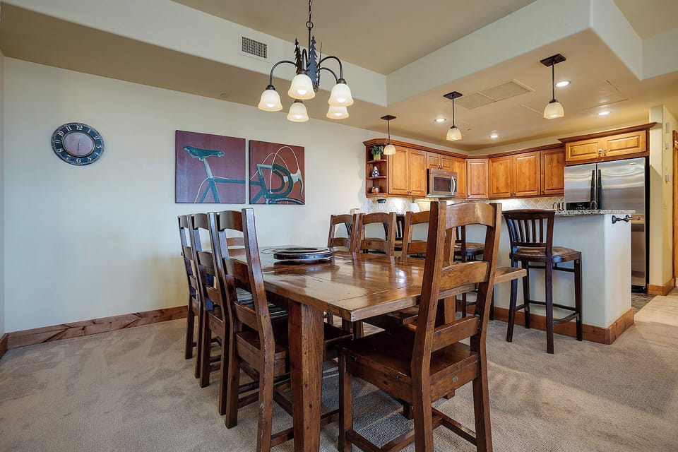 Gather around your elegant dining table for memorable meals, with a fully-equipped kitchen ready for your culinary adventures.