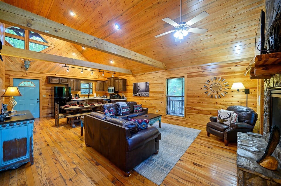 Walking in through the front door you enter the living room with ample seating for everyone. The sofa pulls out into a queen sleeper.