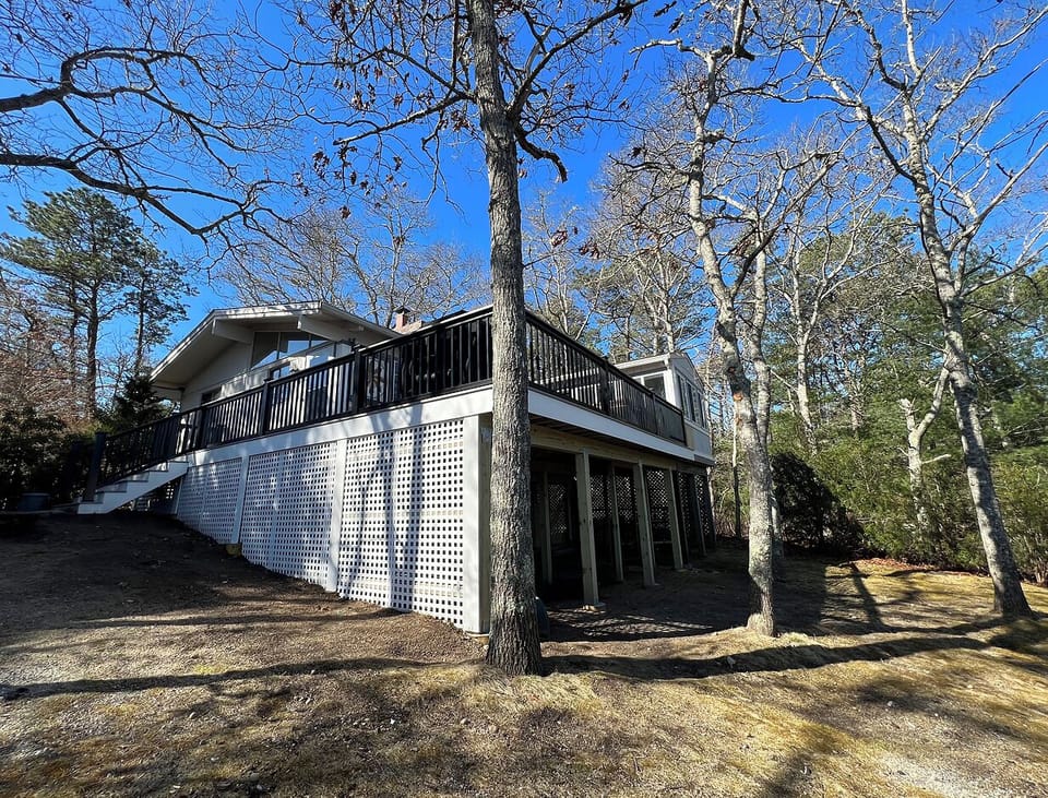 Lakefront yard accessible from lower level