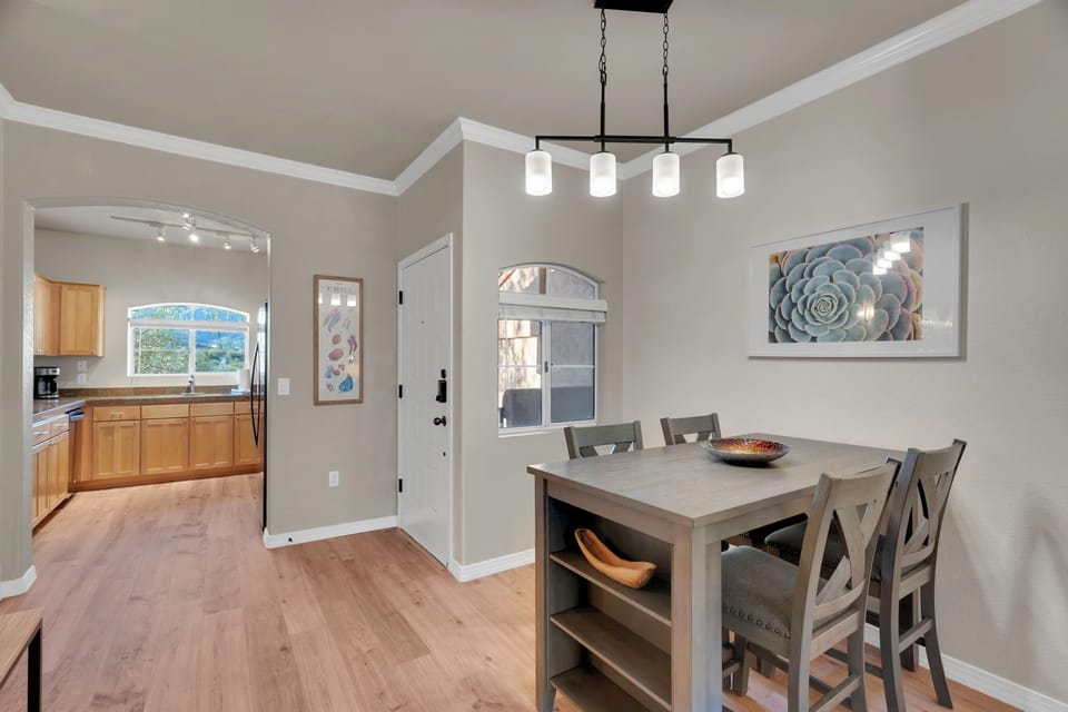 The kitchen to dining flow makes mealtime easy.