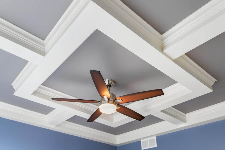 Coffered ceilings in one of the Master Bedrooms