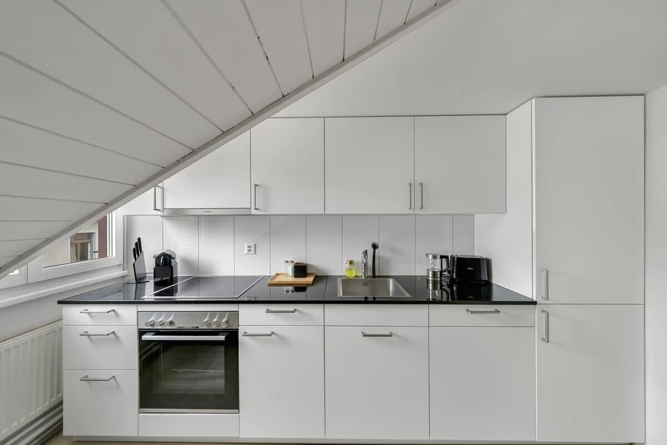 Neue, voll ausgestattete Küche mit Spülmaschine, Backofen und Herd