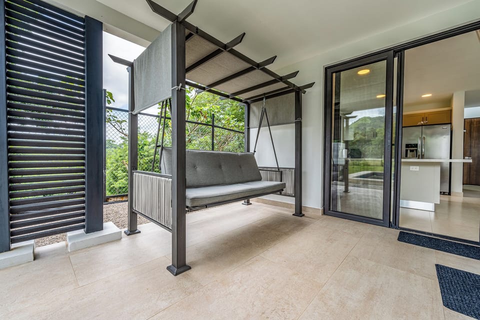 Terrace with a swing.