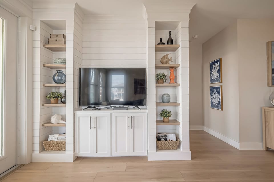 Custom built-ins beautifully decorated.