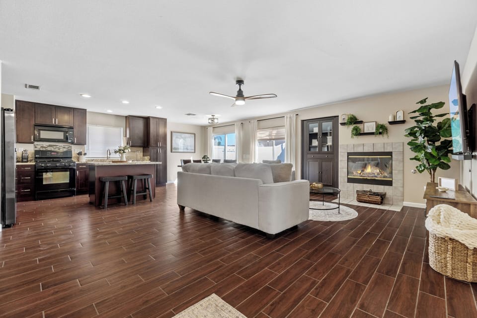 Living Room Area with Sleek Wooden Floors