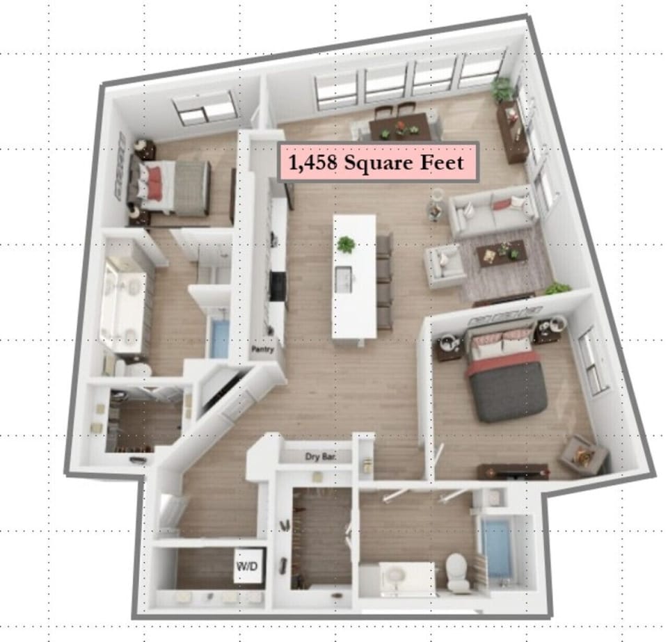This image is for square footage reference only and isn’t intended to represent décor
