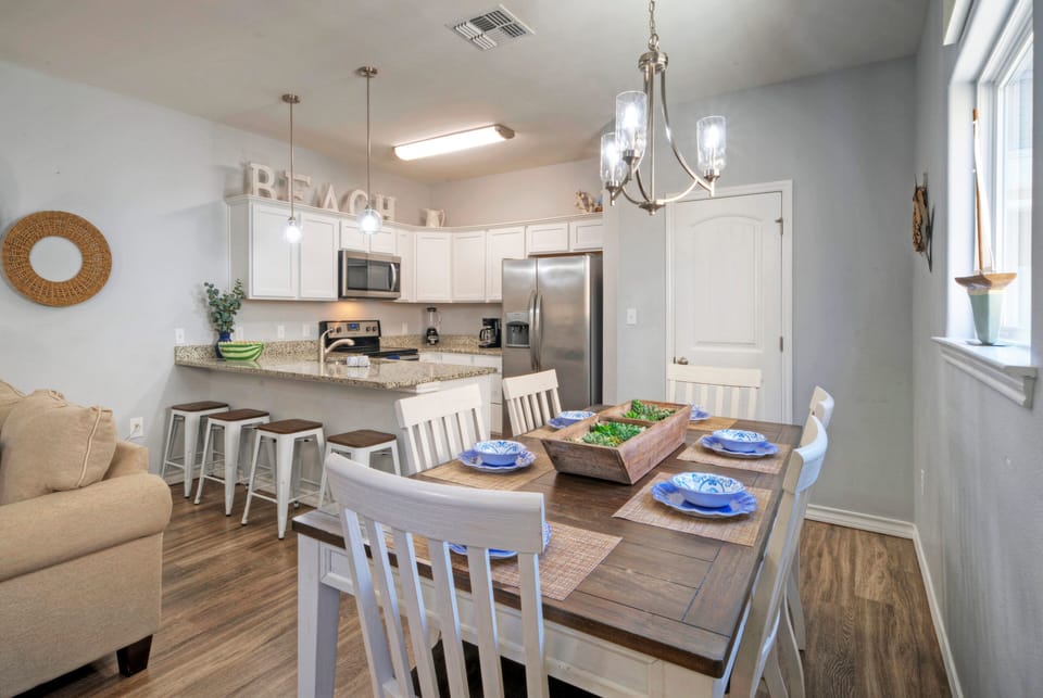 Dining area and kitchen.