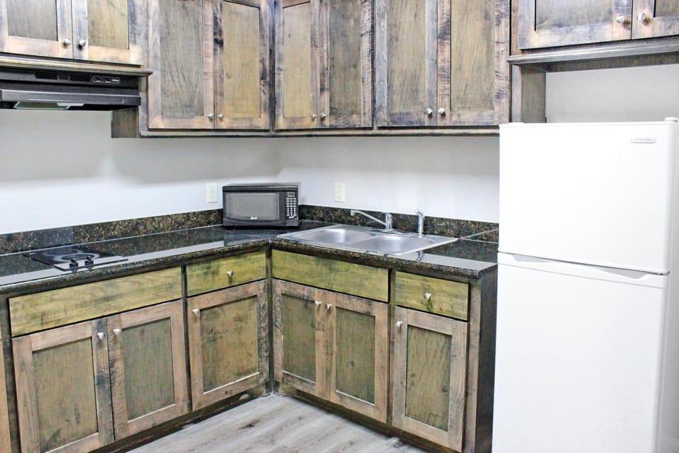 Fridge, microwave, coffee/tea maker