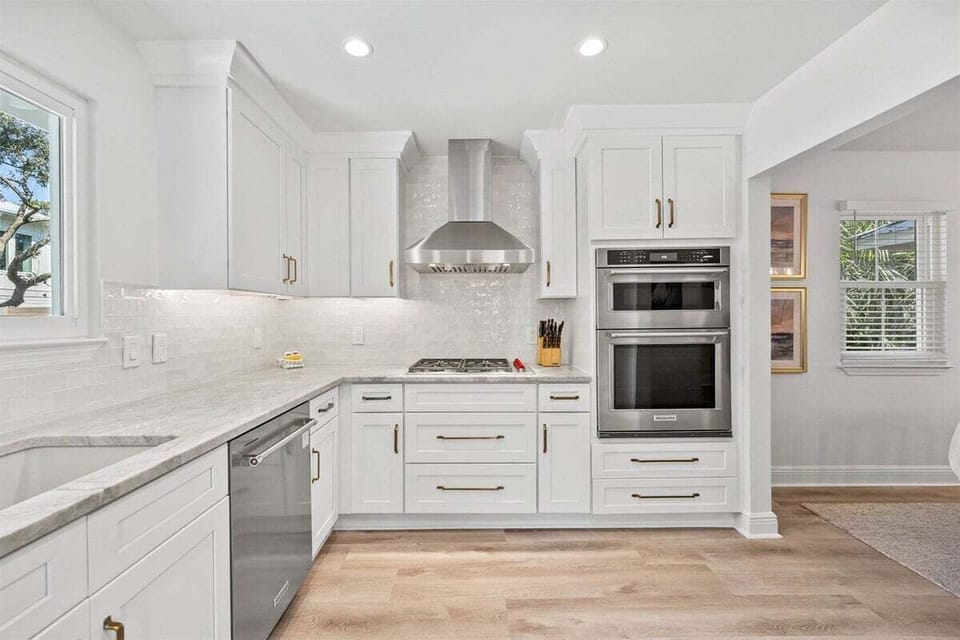 Gorgeous top of the line appliances in the gourmet kitchen