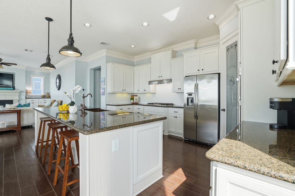 Spacious kitchen with island seating