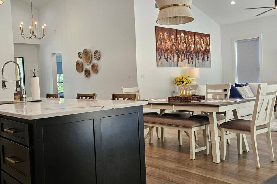 Spacious dining area for up to 8 to enjoy meals together.