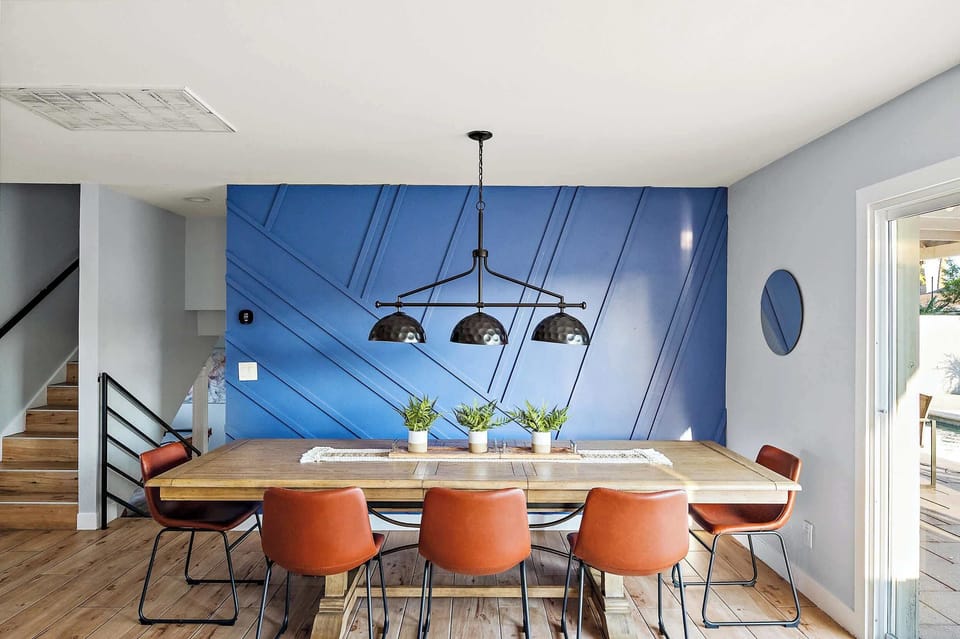 Dine in style! Our modernized dining area comfortably seats 8 for an unforgettable experience.