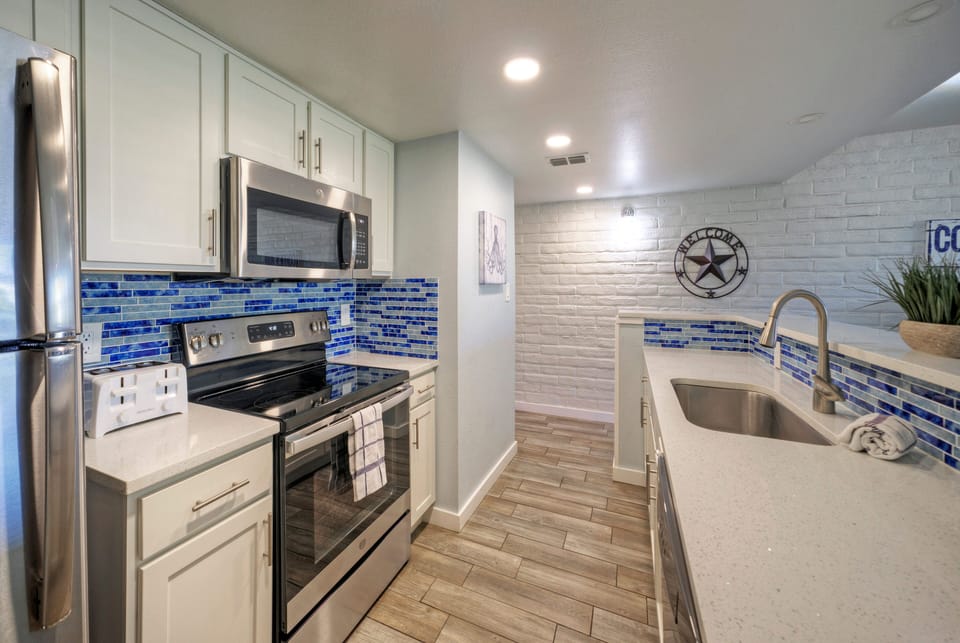 Sleek, fully-equipped kitchen.