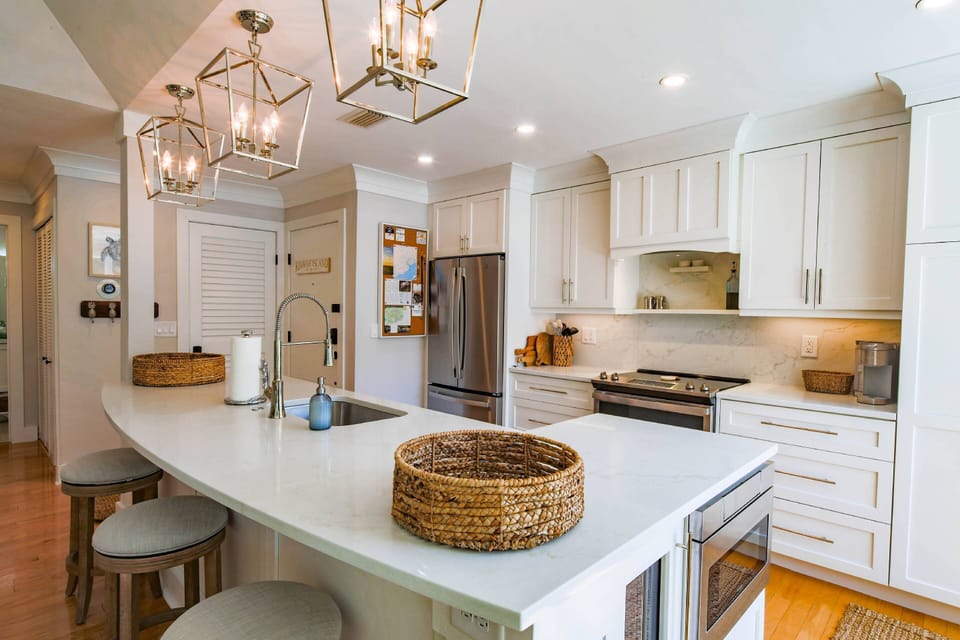 When you enter the front door of the villa, you will find the kitchen.
