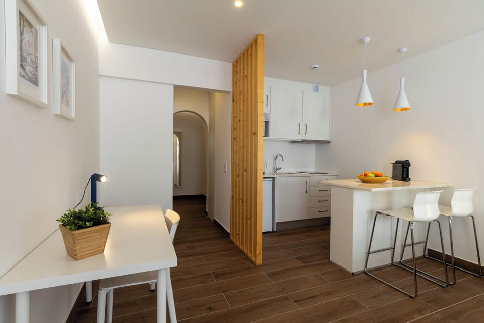 Mini-fridge, microwave, stovetop, espresso maker