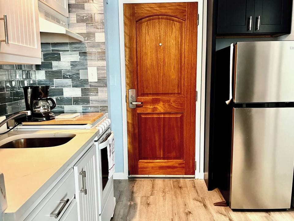 Plenty of fridge and freezer space for food, snacks, and drinks. 
