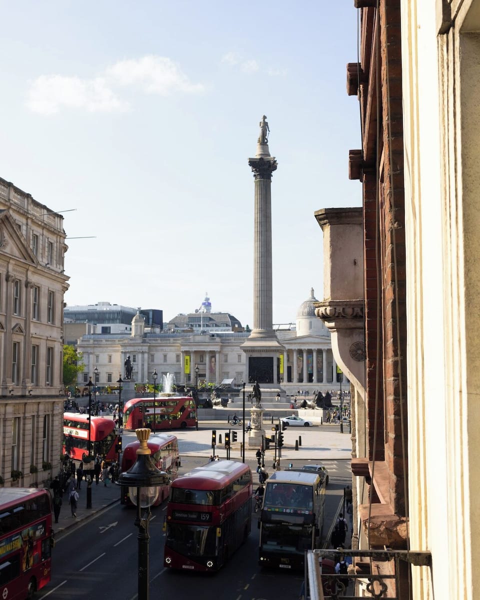 View of Nelsons Column & Trafalgar Square from the bedroom windows 