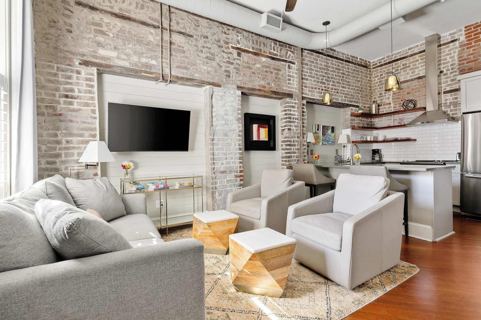 Professionally designed living room space with a Smart TV!