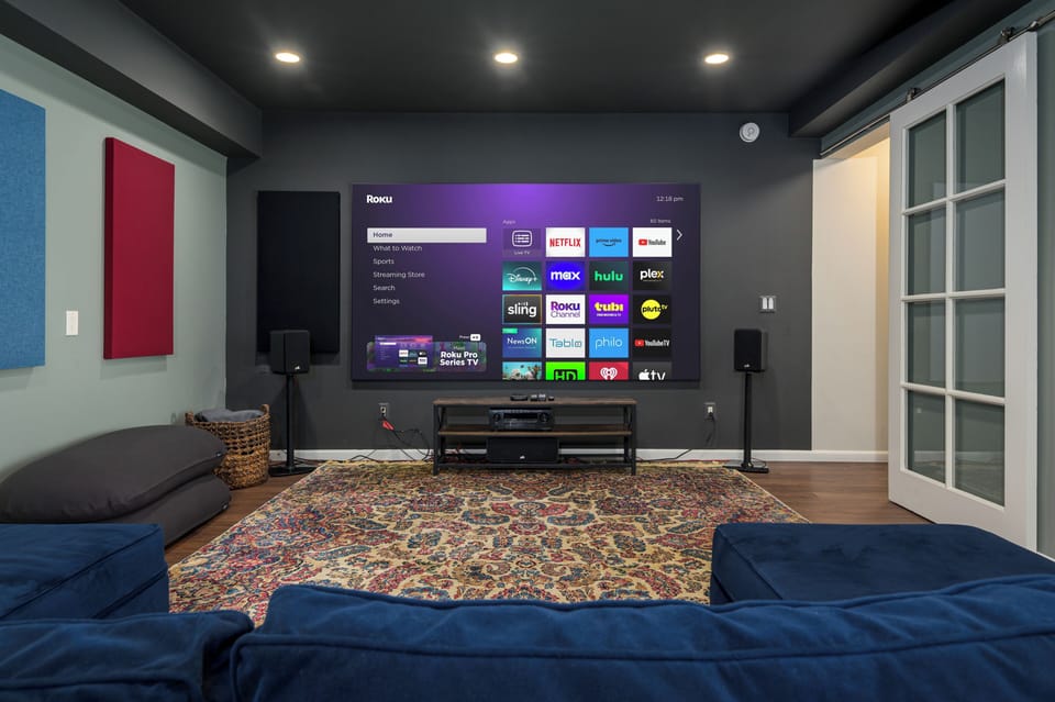 Movie nights just got an upgrade - kick back and enjoy your favorites on the big screen, without ever leaving home.  Includes a state-of-the-art 4K projector and 120" screen with surround sound. 