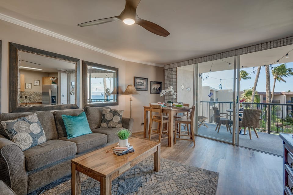 The open-plan living area is perfect for entertaining