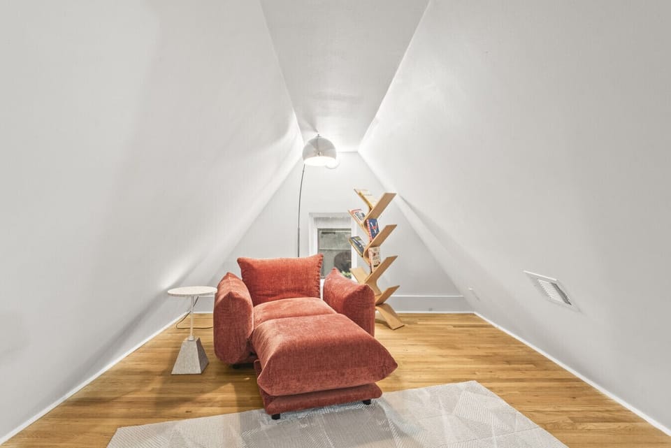 Reading nook in the lofted upstairs