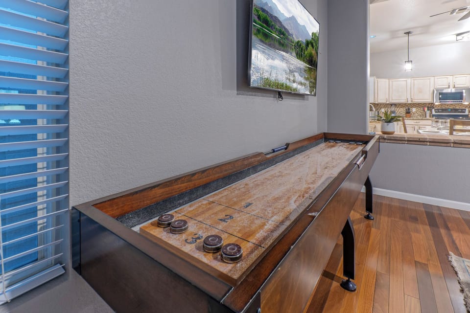 Shuffleboard game for indoor competition.