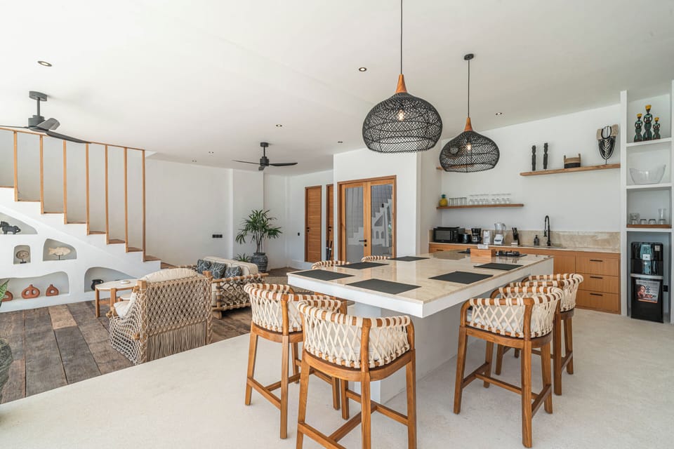 Comfort Villa, Patio, Beach View | Private kitchen | Fridge, microwave, stovetop, blender