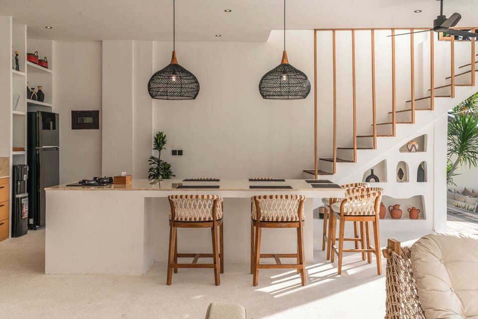 Comfort Villa, Patio, Beach View | Private kitchen | Fridge, microwave, stovetop, blender