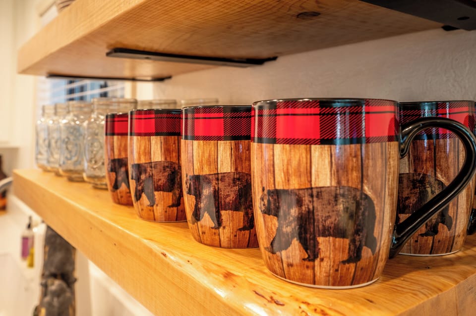 Cabin theme items throughout