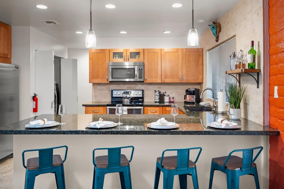 Prepare meals in style with plenty of counterspace and practical high seating in our kitchen