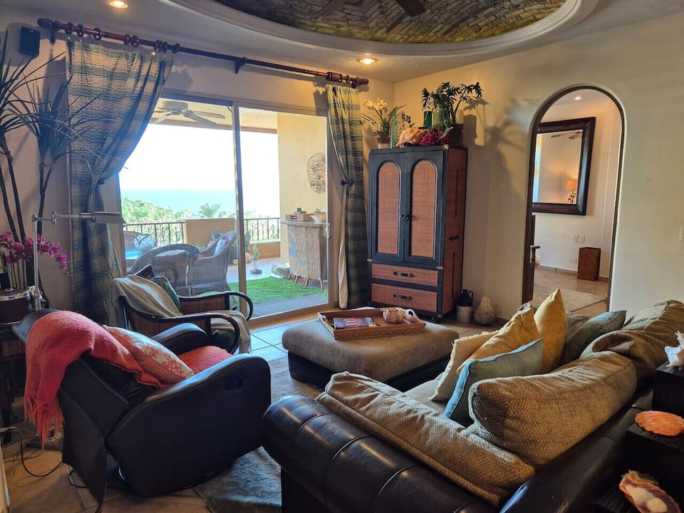 Living room with patio access