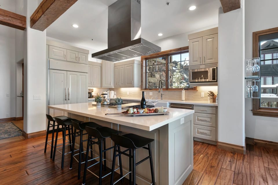Indoors, Kitchen, Kitchen Island, Hardwood, Microwave