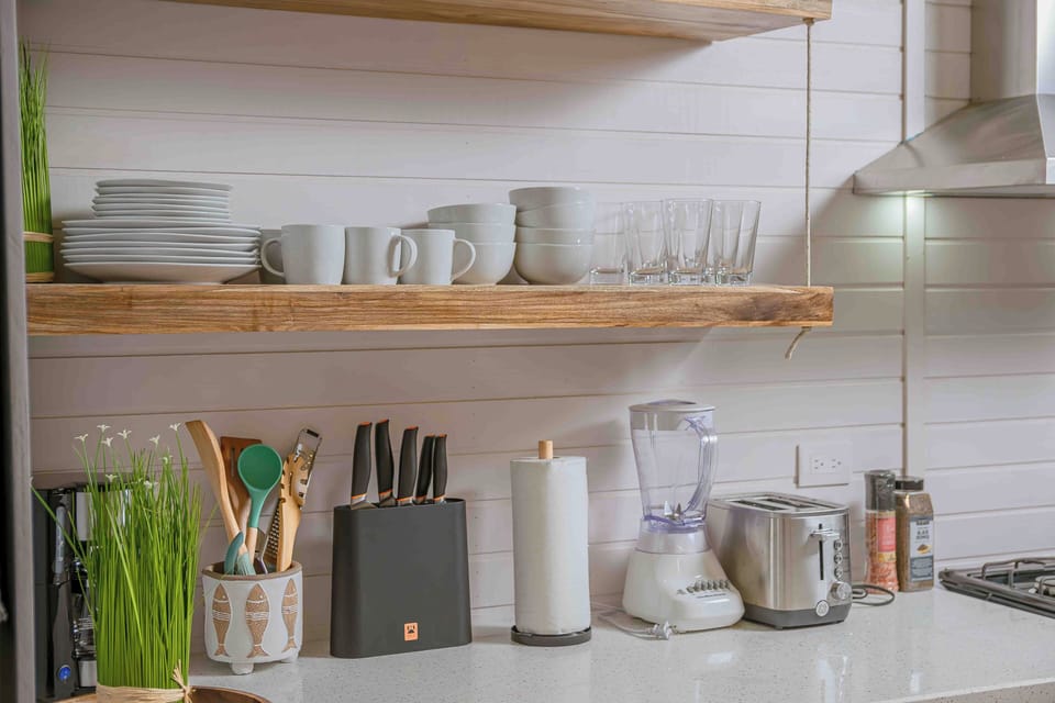 Well-equipped kitchen perfect for preparing meals for family or friends.