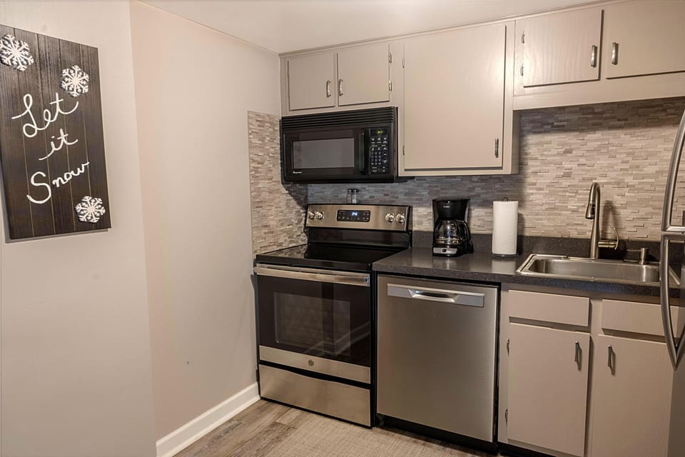The kitchen is the perfect place to make a snack, a gourmet meal, or anything in between.  There is also a drip-style coffee maker to help start your mornings!