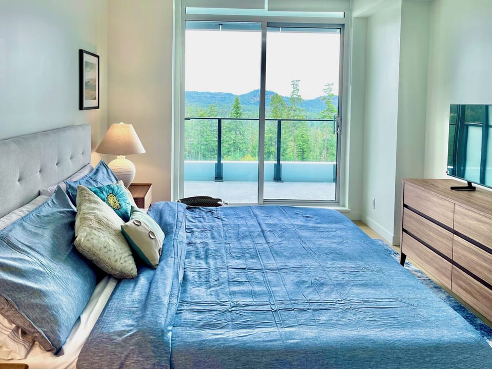 Primary bedroom featuring king size, TV, views