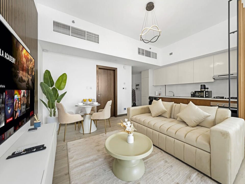 Sitting area with plush sofa