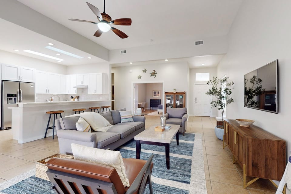 living room and kitchen