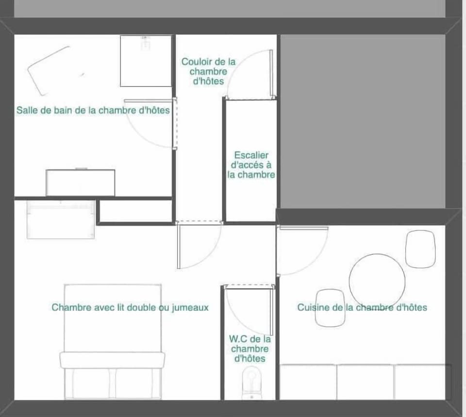Plan chambre appart d'hôtes de Kermoal
