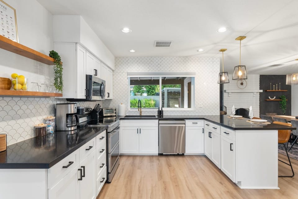 Enjoy the convenience of a home-style, fully stocked kitchen.